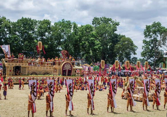 Performers prepare to do their routine at the capitol grounds