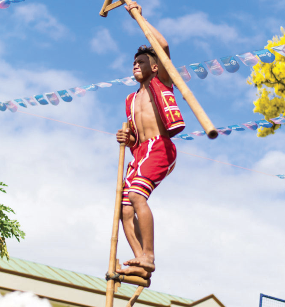 Stilt performers are also part of the dances