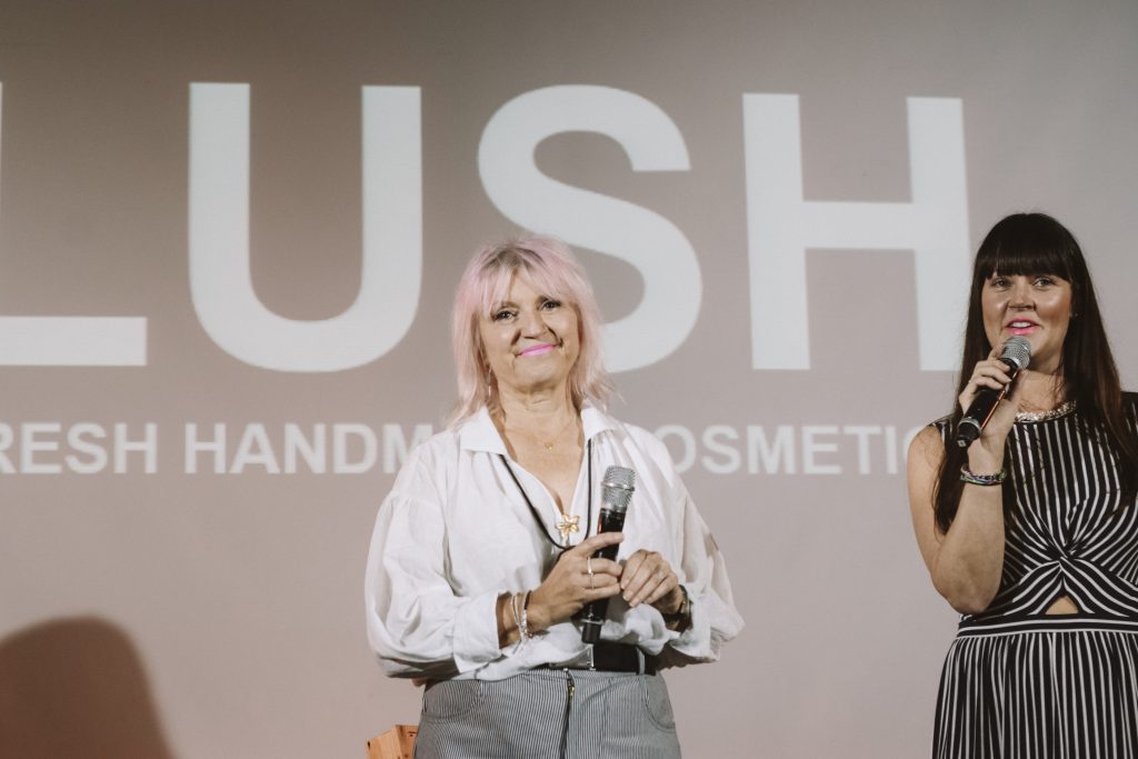 Lush Co-Founder Rowena Bird and Lush UK PR Manager Karen Huxley